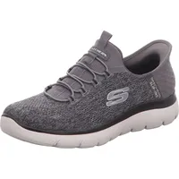 SKECHERS Herren Sneakers, Anthrazitfarbenes Netzgewebe, schwarzer Besatz, 42.5 EU