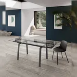 Stones Tommy - Ausziehbarer Tisch (140/200 x 80 cm) aus grauem Hartglas