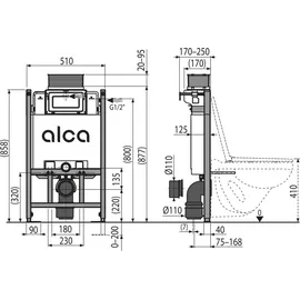 alcadrain s.r.o. alcadrain WC Sanitärmodul AM118/850 Betätigung von oben oder vorne