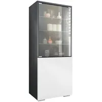 Vladon Vitrine, Weiß, 50x122.5x34.5 cm, Wohnzimmer, Wohnwände, Vitrinenschränke