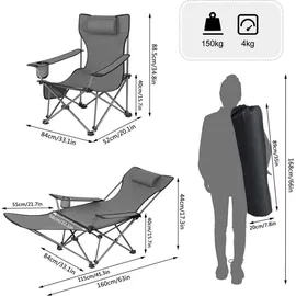 Woltu Campingstuhl 2er Set Grau