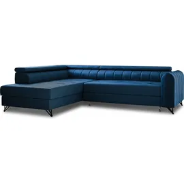 Sofnet Ecksofa mit Schlaffunktion und Bettkasten, Wohnlandschaft mit einstellbare Kopfstützen, Couch, Sofa, Bettsofa, Schlafsofa (Blau (Kronos 09),...