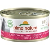 Almo Nature HFC Natural Nassfutter für ausgewachsene Katzen, Huhn und Leber, 24 Packungen à 70 g
