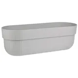 ENGELLAND - 1 x Blumenkasten, Blumentopf, Farbe: Grau, Pflanzkasten mit Wasserspeicher/Drainagesystem und Abstandshalter, 50 cm, PP-Kunststoff, Balkonkasten, länglich, formstabil