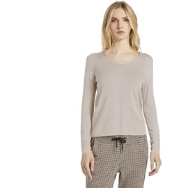 Tom Tailor Basic Pullover Mit V-ausschnitt Desert Sand Melange L