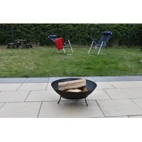 Köhko Feuerschale Marbela ca. 50x50x24 cm aus Stahl mit 3 Füße für Grillabend, Gartefeuer, bbq, Camping wonderbarer Abend am Strand, Garten,