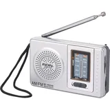 INDIN BC-R2048 Mini-AM/FM-Radio 2-Band-Radioempfänger Tragbares Taschenradio Integrierter Lautsprecher mit Kopfhöreranschluss Teleskopantenne - Silber