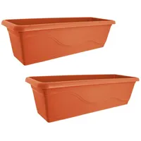Hti-Living Blumenkasten mit Wasserspeicher 60cm 2er Set Terracotta