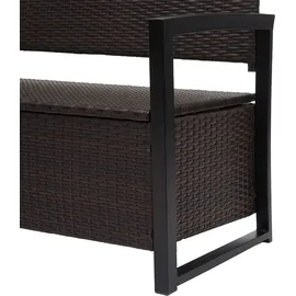 Mendler Poly-Rattan 2er Sitzbank 120 x 60 x 45 cm Braun