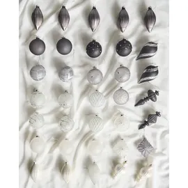 Beliani Weihnachtskugel 35er Set Glas grau