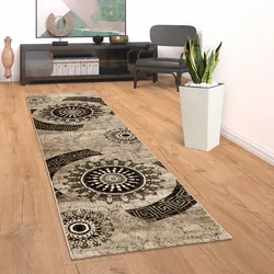 Läufer PACO HOME "Tibesti 447" Gr. 12, braun, B:80cm H:15mm L:300cm, Kunstfaser, Teppiche, Kurzflor Teppichläufer, gewebt, Ornamente in dezenten Farbtönen
