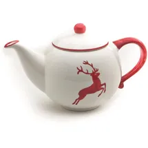 Gmundner KERAMIK Teekanne glatt Füllmenge : 1.5 Liter rubinroter Hirsch Geschirr, handgemacht in Österreich