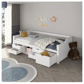 Home Deluxe Bett Kinderbett COSMOS mit Schubladen 90 x 200 cm (inkl. Lattenrost & wahlweise mit Matratze, 2-tlg), Bett mit Schubladen & viel Stauraum, Einzelbett, Jugendbett weiß