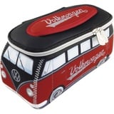 BRISA VW Collection - Volkswagen Neopren Universal-Schmink-Kosmetik-Kultur-Reise-Apotheke-Tasche-Mäppchen-Beutel T1 Bulli Bus (Rot & Schwarz/Klein)