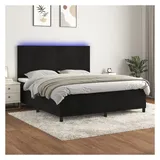 vidaXL Boxspringbett mit Matratze & LED Schwarz 180x200 cm Samt