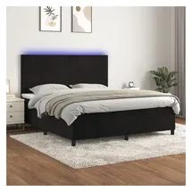 vidaXL Boxspringbett mit Matratze & LED Schwarz 180x200 cm Samt