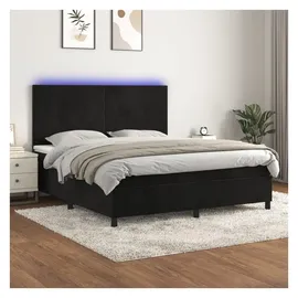 vidaXL Boxspringbett mit Matratze & LED Schwarz 180x200 cm Samt