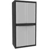 terry store-age Terry Jumbo 3900 Qblack: Modularer Schrank, Kunststoffschrank mit 2 Türen, vertikaler Trennwand und 4 verstellbaren Einlegeböden, für Innen- und Außenbereiche, 89,7x53,7x180 cm