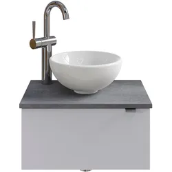 Waschtisch SAPHIR "Serie 6915 Waschschale mit Unterschrank für Gästebad, Gäste WC", weiß (weiß glanz, oxid dunkelgrau, weiß glanz), B:51cm H:39,8cm T:35cm, Waschtische, 51 cm mit Keramik-Aufsatzbecken und 1 Tür