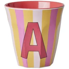 Rice Melamin Buchstabenbecher gestreift, M, grün