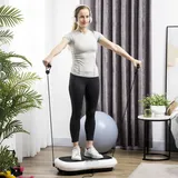 HOMCOM Vibrationsplatte Fitnessgeräte mit 2 Fitnessbändern 99Stufen Weiß+Schwarz