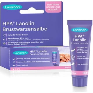 Lansinoh HPA Lanolin Brustwarzensalbe, 100% natürlich - beruhigt & schützt beanspruchte Brustwarzen - Dermatest"sehr gut 10920 Transparent 10 ml (1er Pack)