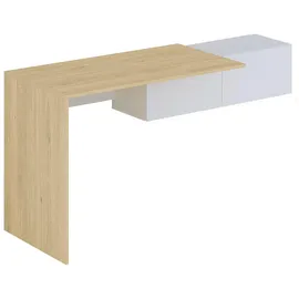 vente-unique Konsolenschreibtisch hängend mit 2 Schränken - Weiß 150 cm,