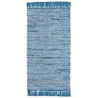 Andiamo Teppich Frida Baumwolle Naturfaser Handgewebt Handwebteppich blau, 60 x 120 cm