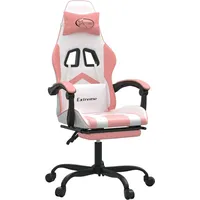 VidaXL Gaming-Stuhl mit Fußstütze Drehbar Weiß & Rosa Kunstleder