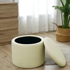 Svita Amber Aufbewahrungsbox Mit Deckel Hocker mit Stauraum Sitzhocker Beige