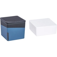 WENKO Raumentfeuchter Cube, 16,5 x 15,7 x 16,5 cm, Blau & Nachfüller Raumentfeuchter Cube, Nachfüllpack für Luftentfeuchter, reduziert Schimmel & Gerüche, 500 g Granulatblock, 10 x 5 x 10 cm, Weiß