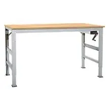 Manuflex Arbeitstisch Ergo K, m. Kurbel, 1750 x 800 mm, Tischplatte Multiplex, alusilber
