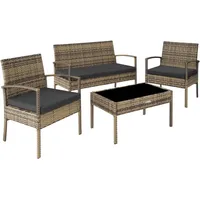 Tectake Rattan Sitzgruppe Sparta 3+1