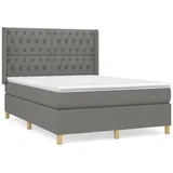 vidaXL Boxspringbett mit Matratze Dunkelgrau 140x200 cm Stoff