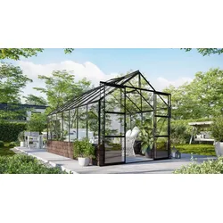 Vitavia Gewächshaus Cassandra 11500 inkl. Sockelmauer - 11,5 m2 -schwarz-Sockel Herbstlaub