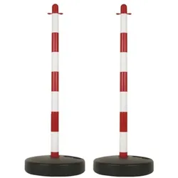 Perel PVC-Absperrpfosten-Set, mit befüllbarem Fuß, ohne Kette, verbindbar, für temporäre Absperrungen und Veranstaltungen, rot/weiß, 2 Stück.