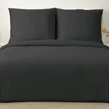 Good Nite Bettwäsche-Sets 240x220 Schwarz Gestreift Mikrofaser Bettwäsche 240x220 cm + 2 Kissenbezug 80x80 cm Bettwäsche mit Reißverschluss (Schwarz, 240x220cm+80x80cm*2)