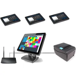 Netzwerk Mobiles Kassensystem für Restaurant: 3 Kellnerterminal, Bondrucker, 15" Hauptkasse
