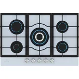 Klarstein Ignito Gaskochfeld, 5-Zonen-Sabaf-Brenner, 3,6 kW–1 kW, Gehärtetes Glas, SnapJetIgnition, Wok-Aufsatz, Flüssig- und Erdgas, 75 x 10 x... - Weiß