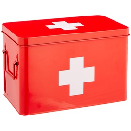 Zeller 18116 Medizinbox, Metall, rot, ca. 32 x 19,5 x 20 cm, Erste-Hilfe-Kasten, Arznei-Aufbewahrung, Hausapotheke