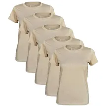 Cotton Prime® 5 Stück Damen T-Shirt, O-Neck Tee beige Gr.: L