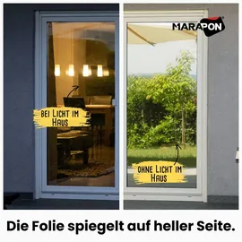 Marapon (Spiegelfolie Schwarz, selbstklebend 1,05x2 m) Fensterfolie Sichtschutz ® Schwarz