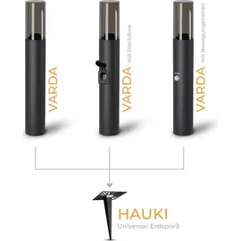 SSC-LUXon 4 Stück VARDA Standleuchte Außen schwarz E27 Fassung - Außenstehleuchte Höhe 50 cm Gehwegleuchte Design Pollerlampe