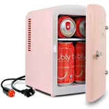 Koolatron Retro-Mini kÃhlschrank 4 Liter 6 Dosen kleiner kühlschrank Kühlschrank für Schlafzimmer,Hautpflege,Lebensmittel Getränke, Kosmetik,Kinder,Zuhause,Auto & Reisen,12 V DC Netzkabel,Rosa