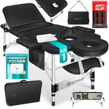 Kesser KESSER® Mobile Massageliege klappbar & höhenverstellbar 3 Zonen Massagebett Massagetisch Kosmetikliege Breit Therapieliege Aluminium + 10x Gesichtsauflage mit Kopfstütze Armlehnen & Tasche