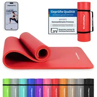 Msports Gymnastikmatte Premium inkl. Tragegurt + Übungsposter + Workout App I Hautfreundliche Fitnessmatte 190 x 60 x 1,5 cm - Rubinrot - Phthalatfreie Yogamatte