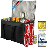 XXL Kühltasche iolierte Getränke & Snack-Tasche Isotasche Picknick-Tasche für Camping Reisen Urlaub 15, 25 oder 45 Liter (45 Liter - Schwarz)