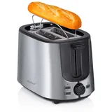 Alpina Toaster 2 Scheiben - Toaster mit Brötchenaufsatz - 7 Stufen Küchengeräte - Sandwichtoaster - Toaster Klein - Silber Edelstahl silber