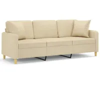 VidaXL 3-Sitzer-Sofa mit Zierkissen Creme 180 cm Stoff