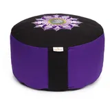 yogabox Yogakissen Meditationskissen Glückssitz® Lotus Stick lila / schwarz, robust, anpassbare Füllmenge lila|schwarz